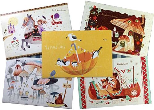Happy Bag Creative Japanese Illustration Hand Drawn Design Universal Greeting Cards (A set of six)