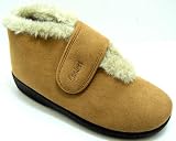 Coolers Womens Ad6199 Tan Warm Slip On Fluffy Lined Slippers