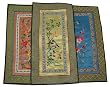 Chinese oblong embroidery, hand embroidered - various color backgrounds, 9" x 17"