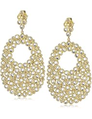 Sutra Gold Plated Sterling Silver Rose Cut White Topaz Drop Earrings