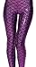 Sexy Fish Scale Mermaid Printed Leggings Skinny Pants for Women Purple Red M