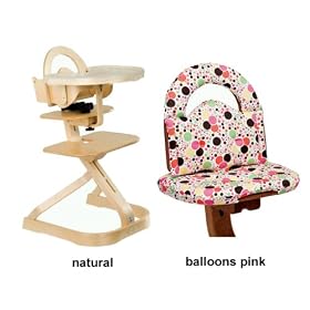 Svan High Chair from Scandinavian Child with Infant Kit and Cushion, Balloons Pink Cushion with Natural Wood