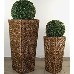 Blumenk�bel Pflanzk�bel Pflanzgef��e �bert�pfe Blument�pfe aus Wasserhyazinthe 77/55 cm hoch, "Asia Design" Braun