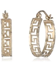 14k Yellow Gold 4mm Greek Diamond Cut Hoop