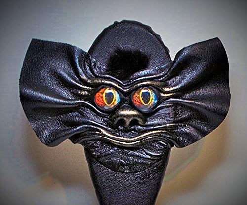 Leather Hair Brush with 3D monster face. Hair Care Massage Brush.