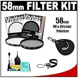 Search : Vivitar 58mm UV & Circular Polarizer Glass Filter + Filter Case + CapKeeper + Lens Cleaning Kit for Canon, Nikon, Sony, Olympus & Pentax Lenses