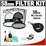 Vivitar 58mm UV & Circular Polarizer Glass Filter + Filter Case + CapKeeper + Lens Cleaning Kit for Canon, Nikon, Sony, Olympus & Pentax Lenses
