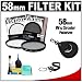 Vivitar 58mm UV & Circular Polarizer Glass Filter + Filter Case + CapKeeper + Lens Cleaning Kit for Canon, Nikon, Sony, Olympus & Pentax Lenses