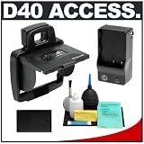 Delkin eFilm Pop-Up Protective LCD Shade Hood + Spare EN-EL9 Replacement Battery + Travel Charger - Accessory Kit for Nikon D40, D40x & D60 Digital SLR Cameras