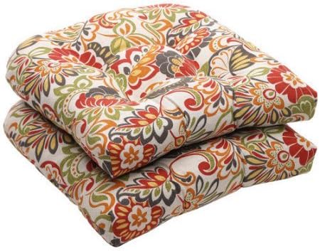 Pillow Perfect Outdoor/ Indoor Zoe Multicolor Wicker Seat Cushion (Set of 2) | Tufted