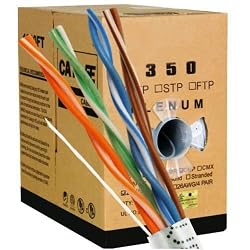 CAT5E, 350 MHz, UTP, 24AWG, 8C Solid Pure Copper, Plenum, 1000ft, White, Bulk Ethernet Cable