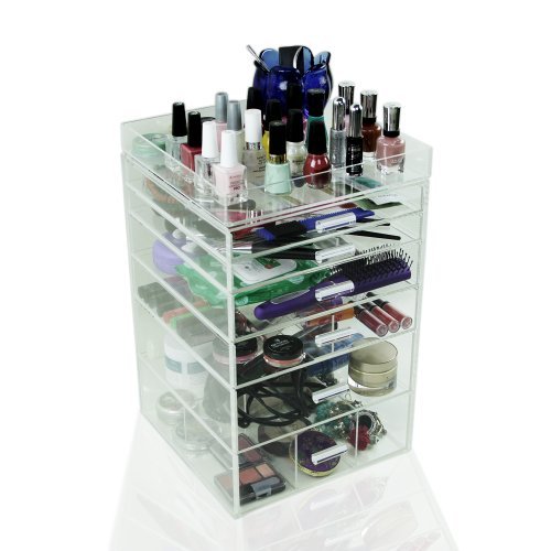 Houseables Acrylic Makeup Organizer 6 Drawers 11x11x17 Clear