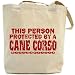 Canvas Tote Bag Beige  This Person Protected By A Cane Corso  Dog