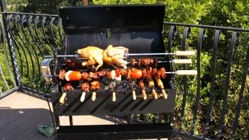 Automatic Charcoal Rotisserrie BBQ Grill, Brazilian Churrasco, Cypriot, Shish WITH 13 Rotating SKEWERS