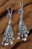 Sterling Silver Chandelier Earrings, 'Silver Dancer'