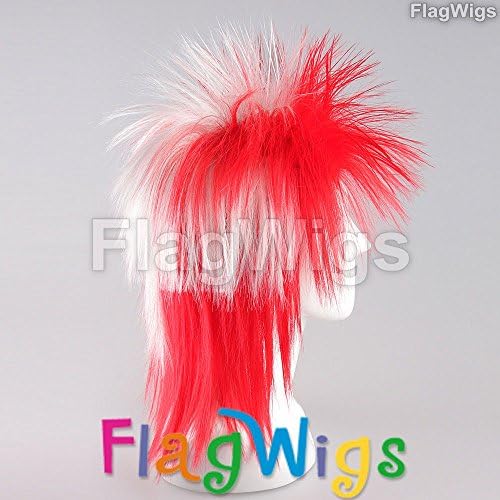 FlagWigs Switzerland Mullet Wig Cheer for International Football Game World Cup League Fans Costume Flag Wigs Competition Cheer Props Switzerland Mullet