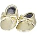 Unique Baby 100% Genuine Leather Bow Moccasins Anti-Slip Tassels Prewalker Toddler Shoes (XS (4.5 inches), Gold)
