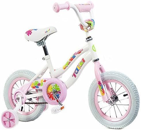 Tauki Colorful 16 inch Flowers Girl Bike with Removable Training Wheels, Coaster Brake, Pink, Purple