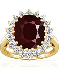18K Yellow Gold Cushion Cut Ruby Ring With Sidestones