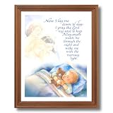 Boy Bed Prayer Religious Kids Room Picture Oak Framed Art Print