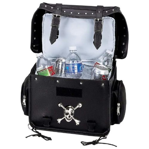Diamond Plate Motorcycle Cooler Bag W/ Skull