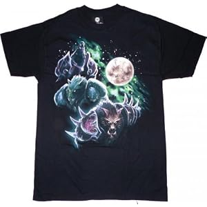 World of Warcraft Three Worgen Moon Black T-shirt