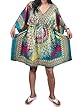 Mogul Bohemian Kaftan Dresses Blue Short Caftan Cover up Tunic Beach Dress