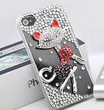 51bmrNK6e L. SL160  Smile Case 3D Fox Crystalized Rhinestone Bling Full Cover Case for AT&T Verizon iPhone 4 4S Made with Crystal (4 3D Clear Fox)