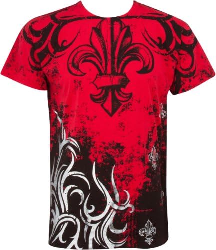 Sakkas Fleur de Lis Tree Branches Metallic Silver Embossed Cotton Mens T-Shirt