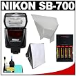 Nikon SB-700 AF Speedlight Flash with Softbox + Bounce Reflector + (4) Batteries & Charger + Accessory Kit for D40, D60, D3000, D3100, D5000, D5100, D7000, D300s, D3 & D3s Digital SLR Cameras