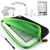 Kroo Nook Electronic Book Reader Slim Glove Sleeve Cover Case with extra pocket + Includes a 4-Inch eBigvalue Determination Hand Strap + 3 in 1 Combo of Home and Car charger with a USB Data Sync Cable + Full Sreen Protector