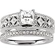 14K White Gold Diamond Wedding Set Semimount - 0.32 Ct. - CENTER STONE NOT INCLUDED