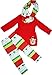 Toddler Little Girls Merry Christmas Applique Outfits Top Leggings Scarf Set - Santa Snowman Reindeer Tree Clothing Sets