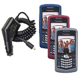 4 Piece Value Combo of Dark Blue, Dark Red, and Frost Skin Cover Case with Car Charger for Blackberry Pearl 8110 8120 8130