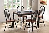 5pc Breakfast Table and Chairs Set with Tile Top in Black/ Cherry Finish