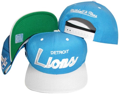 Detroit Lions Script Blue/Grey Two Tone Snapback Adjustable Plastic Snap Back Hat / Cap