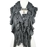51bnCF4N9AL. SL160  Dark Grey Women Winter Warm Waved Shaped Charm Jewelry Scarves,nl 1932g