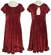 GIRLS HYPE Stretch Ruffled Velvet Dress W/ Glitter