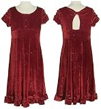 GIRLS HYPE Stretch Ruffled Velvet Dress W/ Glitter