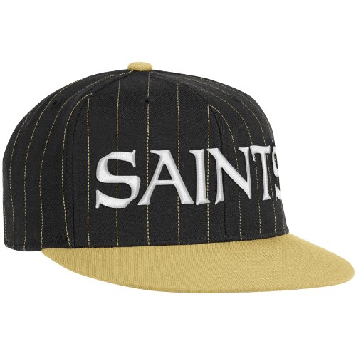 NFL Men's New Orleans Saints End Zone Flat Visor Flex Hat - Tw84Z (Black, Large/X-Large)