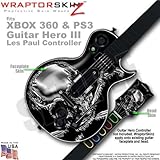 Chrome Skulls on Black WraptorSkinz Skin fits XBOX 360 & PS3 Guitar Hero III Les Paul Controller (GU