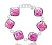 Sterling Silver Dichroic Glass Pink Swirl Pattern title=