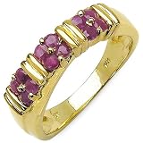 0.60 Carat Genuine Ruby Sterling Silver Gold Plated Ring