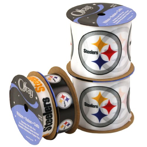 Offray NW7209AZ Pittsburgh Steelers Printed Craft Ribbon Pack, 12-Yard