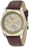 Armitron Men’s Round Two-Tone Brown Leather Dress Watch #201925GYBN