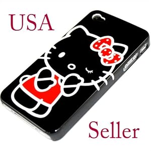 iPhone 4 4G New Snap-on Hard Hello Kitty Cover Case Black 10