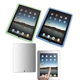 Apple Ipad Mirror Screen Protector and Silicone Skin Case For Apple iPad SeriesGRN+BLU by SKQUE