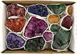 Box Set of Genuine Amethyst Crystal Druzes and Crystral Quartz Points. Both Dyed Multiple Colors. Comes as a Box Set.