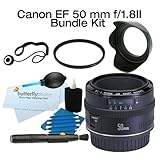 Canon EF 50mm f/1.8 II Lens With 52mm UV + lens Hood + Power Package