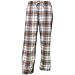 Brown and Light Blue tartan plaid check tie cord flannel cotton pants for lounging, sleep, sports. Unisex relaxed fit, available in 3 Youth sizes